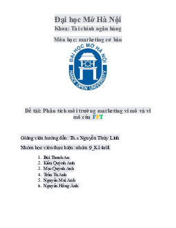 Đề tài "Phân tích môi trường marketing vi mô và vĩ mô của FPT"