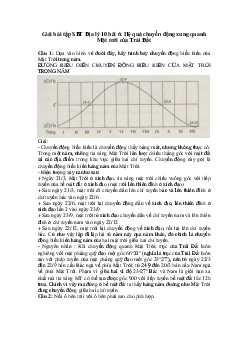 Giải bài tập SBT Địa lý 10 bài 6: Hệ quả chuyển động xung quanh Mặt trời của Trái Đất