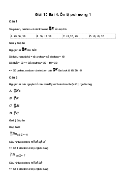 Hoá học 10 Bài 4: Ôn tập chương 1 - Kết Nối Tri Thức