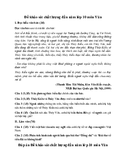 Đề khảo sát chất lượng đầu năm môn Văn lớp 10 năm 2024 (Đề 10)