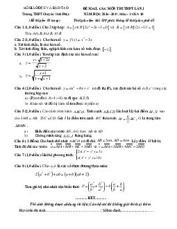 Đề khảo sát chất lượng môn Toán lớp 10 trường chuyên Vĩnh Phúc lần 1
