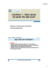 Chương 1 - Tổng quan về Quản trị Sản xuất | Quản trị sản xuất | Đại học Kinh tế - Đại học Đà Nẵng
