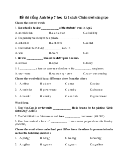 Đề thi Tiếng Anh lớp 7 học kì 1 | Chân trời sáng tạo