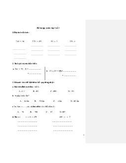 Đề ôn tập ở nhà môn Toán lớp 3 ngày 01/04/2021 (có đáp án)