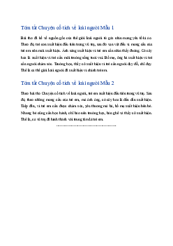 Tóm tắt Chuyện cổ tích về loài người hay, ngắn ngất | Ngữ văn 6 Kết nối tri thức