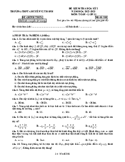 Đề học kỳ 1 Toán 11 năm 2022 – 2023 trường chuyên Vị Thanh – Hậu Giang
