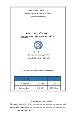 Ứng dụng phần mềm bán hàng của cửa hàng giày MWC trong Hệ thống Quản trị ERP SaPo | Báo cáo môn Thực tập doanh nghiệp