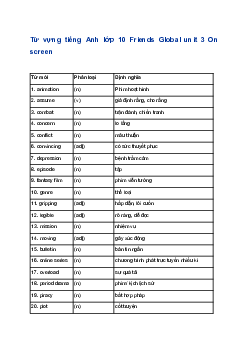 Từ vựng unit 3 lớp 10 On screen | Friends Global
