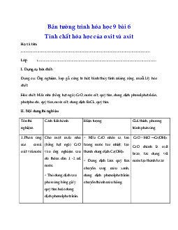 Bản tường trình hóa học 9 bài 6