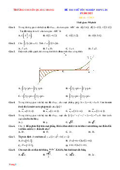 Đề Thi Thử THPT QG Toán 2022 Chuyên Quang Trung Có Lời Giải Chi Tiết-Lần 1