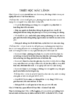 Đề cương môn Triết học Mac - Lenin