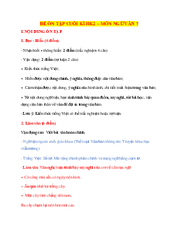 TOP 15 đề ôn tập học kỳ 2 Ngữ văn 7 Chân trời sáng tạo (có đáp án )