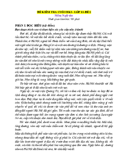 Bộ đề ôn thi học kỳ 1 Ngữ văn 11 Kết nối tri thức 2023-2024