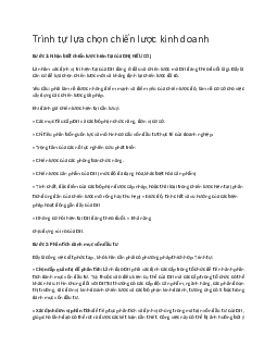 Trình tự lựa chọn chiến lược kinh doanh trong Thương mại quốc tế