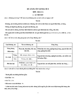 Đề cương ôn tập học kì 2 lớp 6 môn Địa lí Sách mới năm 2024