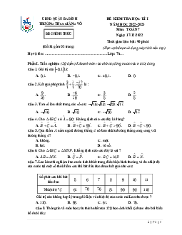 Đề học kì 1 Toán 7 năm 2022 – 2023 trường THCS Giảng Võ – Hà Nội
