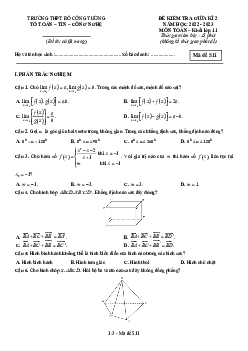 Đề giữa kì 2 Toán 11 năm 2022 – 2023 trường THPT Đỗ Công Tường – Đồng Tháp