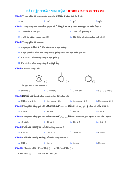 TOP 80 câu trắc nghiệm chương 7: Hidrocacbon thơm Hóa 11 (có đáp án và lời giải )