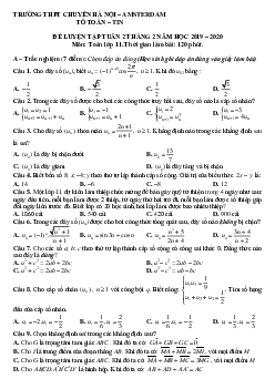 Đề ôn tập Toán 11 tháng 02/2020 trường THPT chuyên Hà Nội – Amsterdam