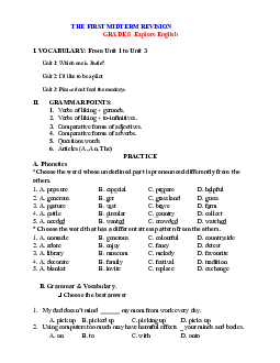 Đề cương ôn tập giữa học kì 1 môn tiếng Anh 8 sách Cánh diều