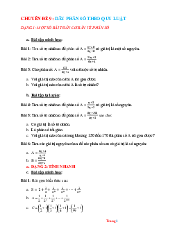 Chuyên đề bồi dưỡng HSG Toán 6: Dãy phân số theo quy luật