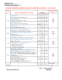 Ma trận Đề thi học kì 1 môn Tiếng Anh 4 năm 2023 - 2024 sách Global Success | đề