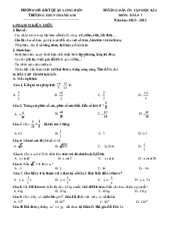 Hướng dẫn ôn tập cuối kì 1 Toán 7 năm 2022 – 2023 THCS Thanh Am – Hà Nội