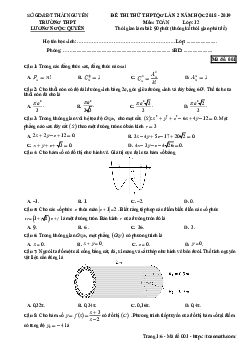 Đề thi thử Toán THPTQG 2019 lần 2 trường Lương Ngọc Quyến – Thái Nguyên