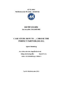 Bài tiểu luận kết thúc học phần đề tài Làm thế nào để chọn đối tác hoàn hảo