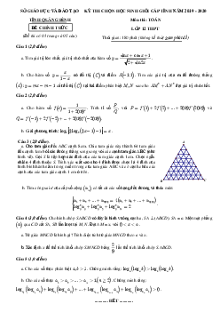 Đề thi HSG Toán 12 THPT cấp tỉnh năm 2019 – 2020 sở GD&ĐT Quảng Bình