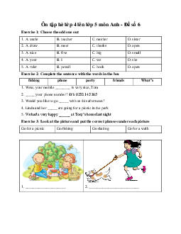 Ôn tập hè lớp 4 lên lớp 5 môn Anh - Đề số 6