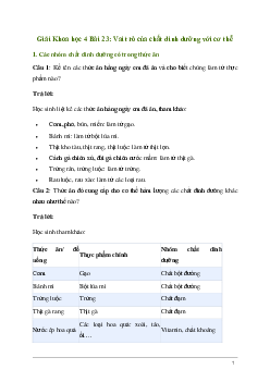 Giải Khoa học lớp 4 Bài 23: Vai trò của chất dinh dưỡng với cơ thể | Kết nối tri thức