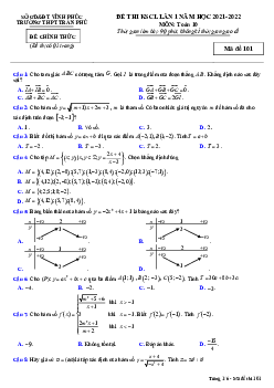 Đề thi KSCL Toán 10 lần 1 năm 2021 – 2022 trường THPT Trần Phú – Vĩnh Phúc