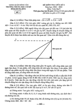 Đề giữa kỳ 1 Toán 9 năm 2022 – 2023 trường THCS Bình Hưng Hòa – TP HCM