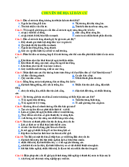 Chuyên đề Địa lí dân cư ôn thi tốt nghiệp THPT (có đáp án)