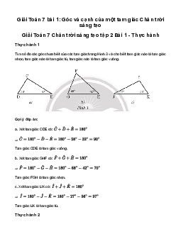 Giải Toán lớp 7 Bài 1: Góc và cạnh của một tam giác | Chân trời sáng tạo