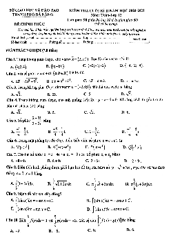 Đề thi cuối kì 2 Toán 12 năm 2020 – 2021 sở GD&ĐT thành phố Đà Nẵng