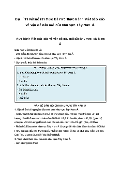 Địa lí 11 Kết nối tri thức bài 17: Thực hành Viết báo cáo về vấn đề dầu mỏ của khu vực Tây Nam Á