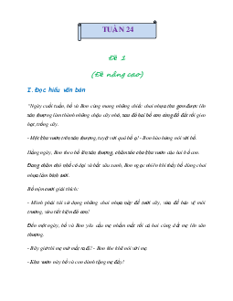 Bài tập cuối tuần lớp 3 môn Tiếng Việt Cánh diều - Tuần 24 (Nâng cao)
