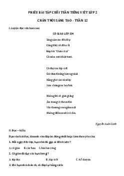 Bài tập cuối tuần Tiếng việt lớp 2 | Chân trời Sáng tạo Tuần 12 Cơ bản
