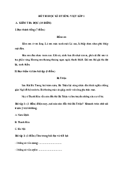 Đề thi học kì 2 môn Tiếng Việt lớp 1 Kết nối tri thức năm 2024 - Đề 3