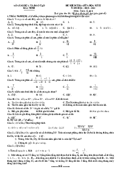 Đề thi giữa học kỳ 2 Toán 6 năm 2020 – 2021 sở GD&ĐT Bắc Ninh