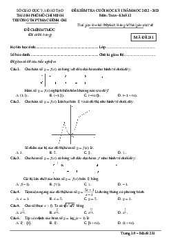 Đề cuối học kỳ 1 Toán 12 năm 2022 – 2023 trường THPT Mạc Đĩnh Chi – TP HCM