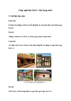 Giải Công nghệ 6 Bài  2: Xây dựng nhà ở | Kết nối tri thức