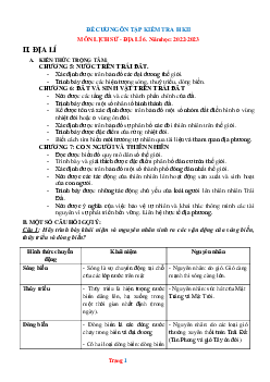 Đề cương ôn tập học kỳ 2 Địa 6 kết nối tri thức năm 2022-2023