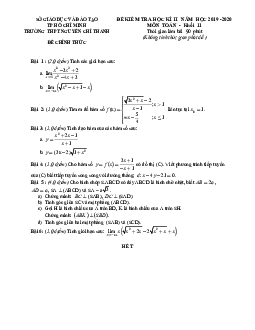 Đề thi học kì 2 Toán 11 năm 2019 – 2020 trường THPT Nguyễn Chí Thanh – TP HCM