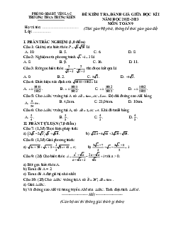 Đề giữa học kì 1 Toán 9 năm 2022 – 2023 trường THCS Trung Kiên – Vĩnh Phúc
