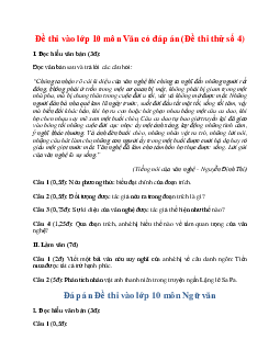 Đề thi vào lớp 10 môn Văn có đáp án (Đề thi thử số 4)