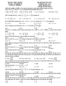 Đề thi học kỳ 1 Toán 11 năm 2022 – 2023 trường THPT chuyên Hà Nội – Amsterdam