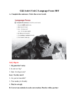 Giải Anh 6 Unit 2 Language Focus SBT - Cánh diều